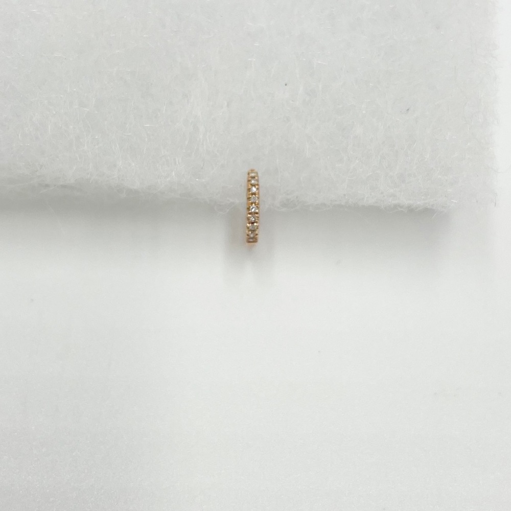 Real Diamond 14k Rose Gold Huggie Cuff Earring - Picture 7 of 12